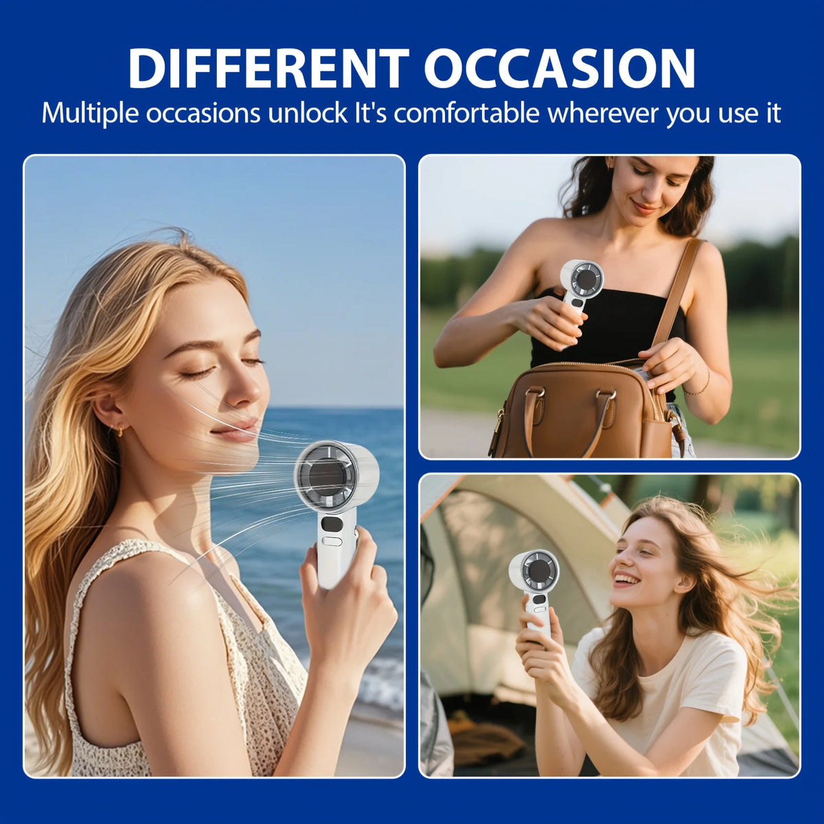 AirFlow™ Mini Handventilator sorgt sofort für erfrischende Kühlung an heißen Tagen. Kompakt, leicht und ideal für unterwegs, Reisen und den Sommer.