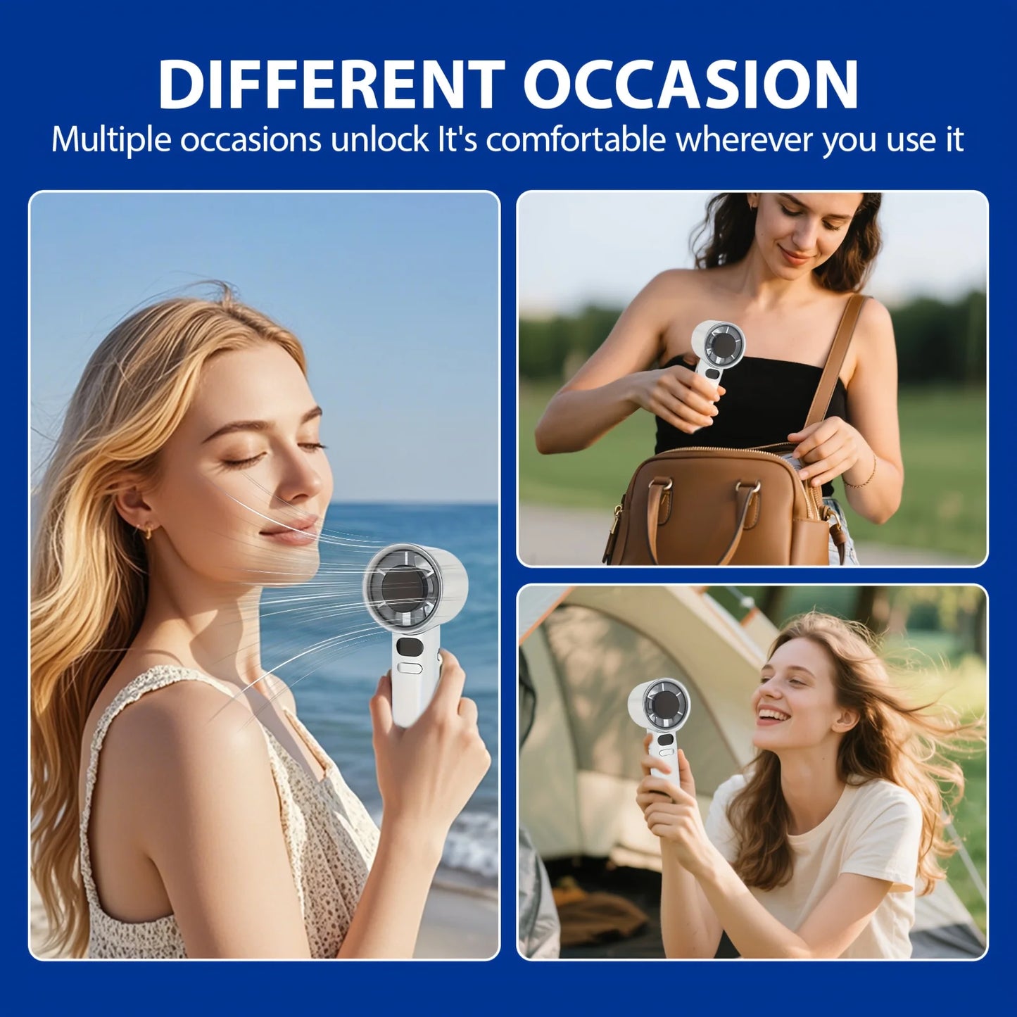 AirFlow™ Mini Handventilator sorgt sofort für erfrischende Kühlung an heißen Tagen. Kompakt, leicht und ideal für unterwegs, Reisen und den Sommer.