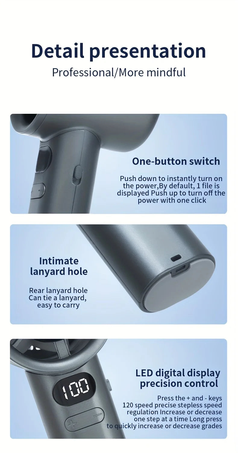 AirFlow™ Mini Handventilator sorgt sofort für erfrischende Kühlung an heißen Tagen. Kompakt, leicht und ideal für unterwegs, Reisen und den Sommer.